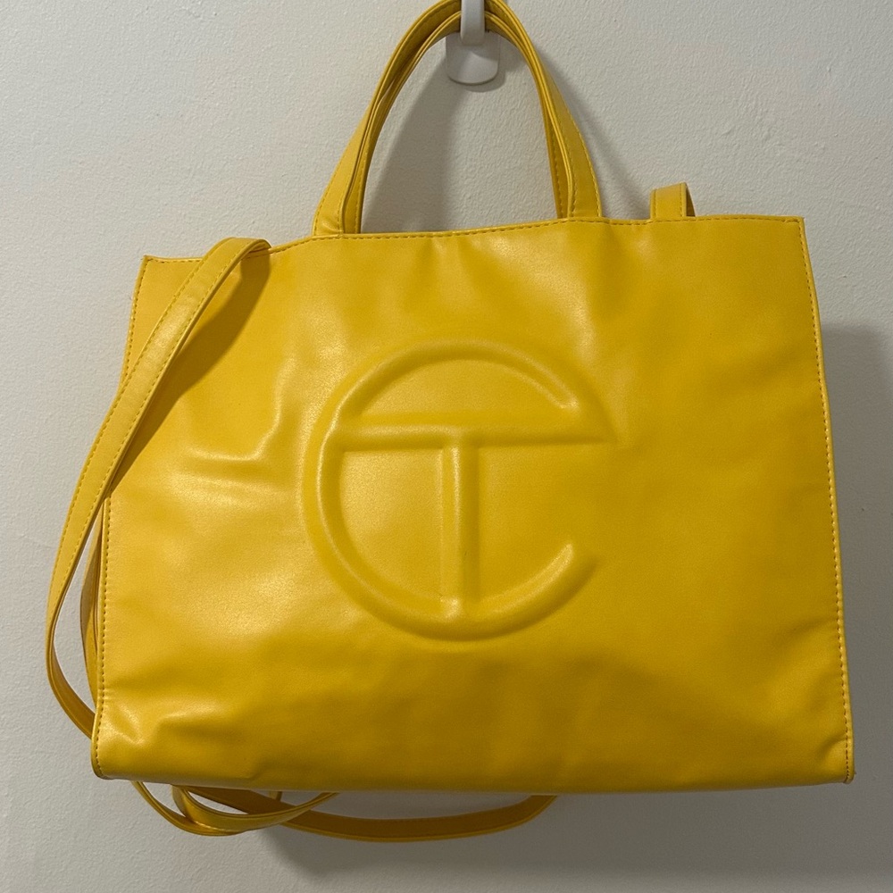 Telfar Yellow Tote Bag with Embossed Logo